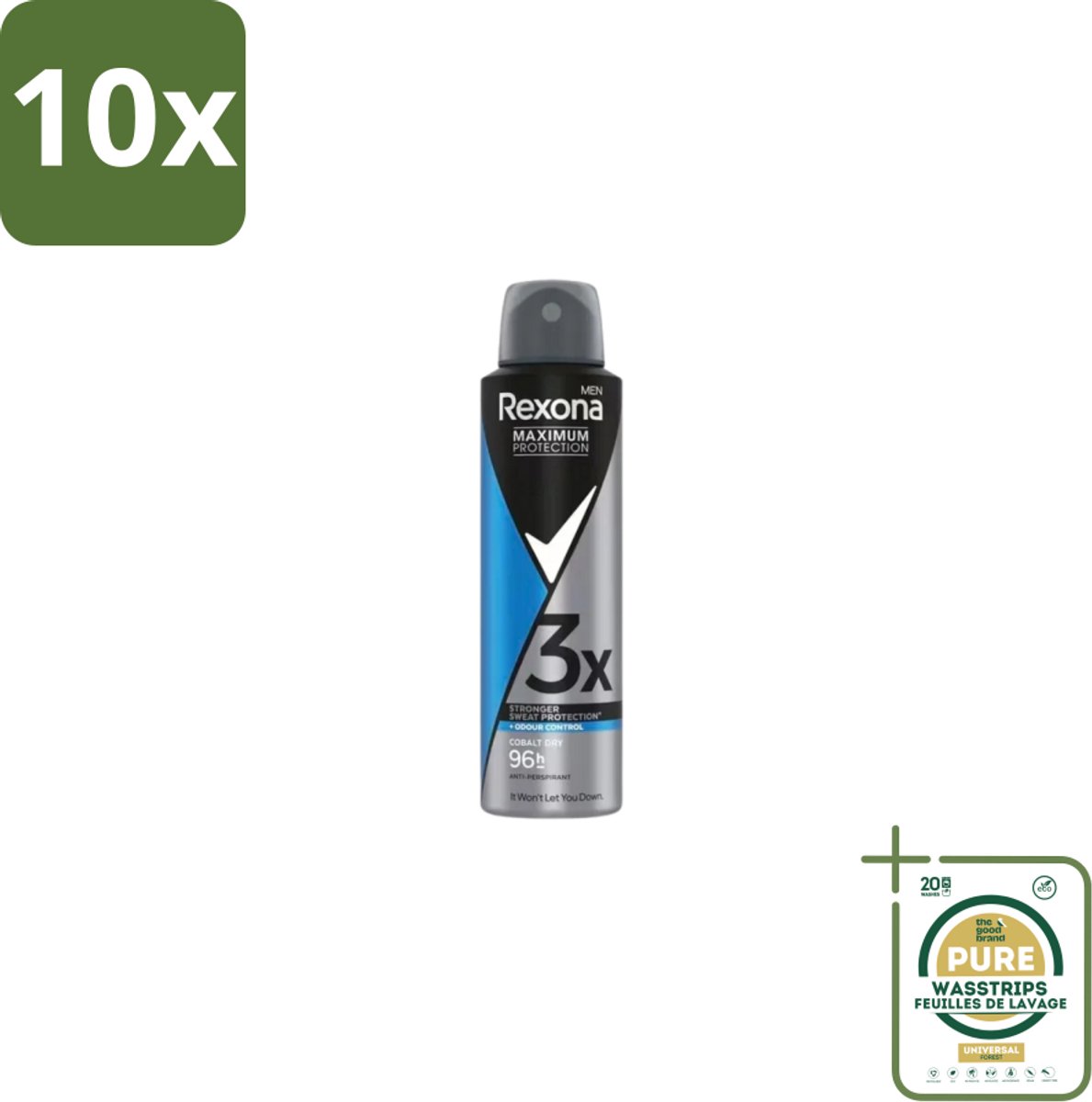 10 x Rexona – Deodorant Spray – Maximum Protection Cobalt Dry – 150 ml - Grootverpakking - Deodorant Spray - Krachtige Deodorant - Droge Oksel - Frisheid - Transpiratie Bescherming