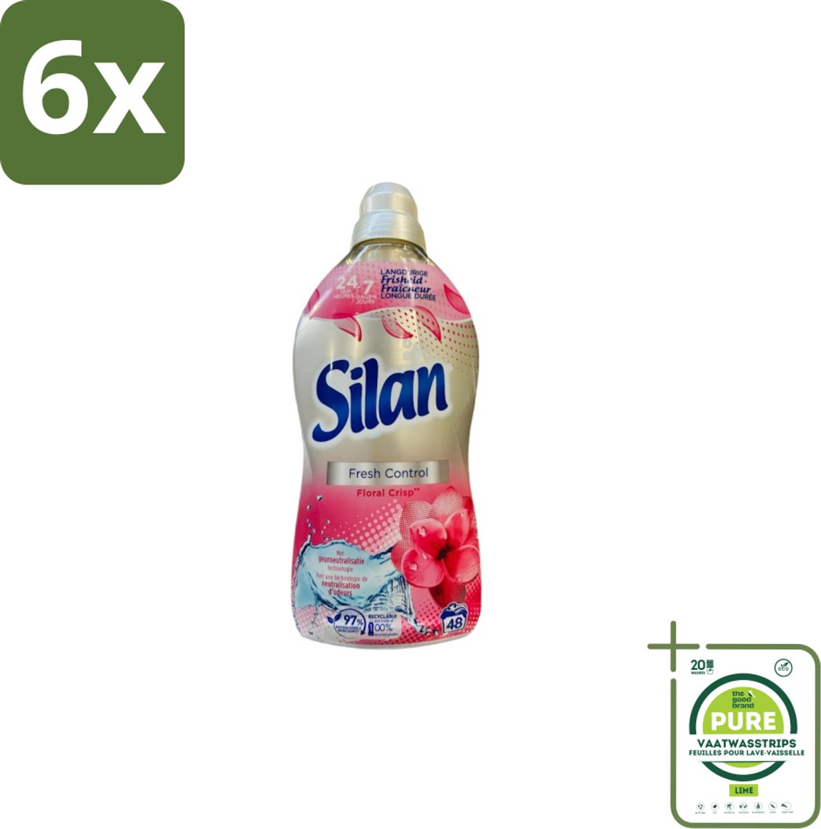 Silan – Wasverzachter – Fresh Control Floral Crisp – 1056 ml - Voordeelverpakking - 6 stuks - Wasverzachter - Frisheid
