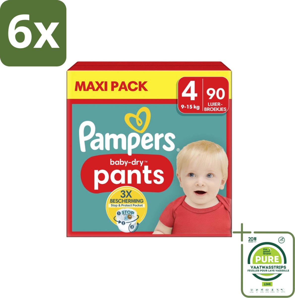 Pampers – Luierbroekjes – Baby Dry Pants Maat 4 – 90 Luiers - Voordeelverpakking - 6 stuks - Baby luier - Luierbroek