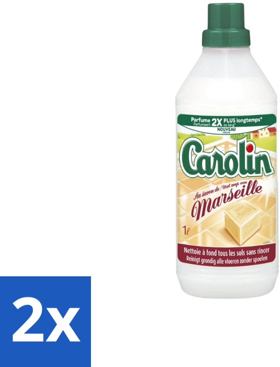 2 x Carolin – Vloerreiniger – Marseillezeep – 1000 ml - Vloerreiniger - Marseillezeep - Vloer Reinigen - Vloer Schoonmaken - Vloer Reinigen Marseillezeep