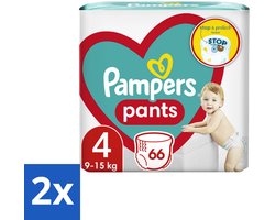 2 x Pampers – Luierbroekjes – Pants Maat 4 – 66 Luiers - Luier Broekje - Luier Voor Baby - Luier Voor Peuters - Actieve Baby - Droge Luier