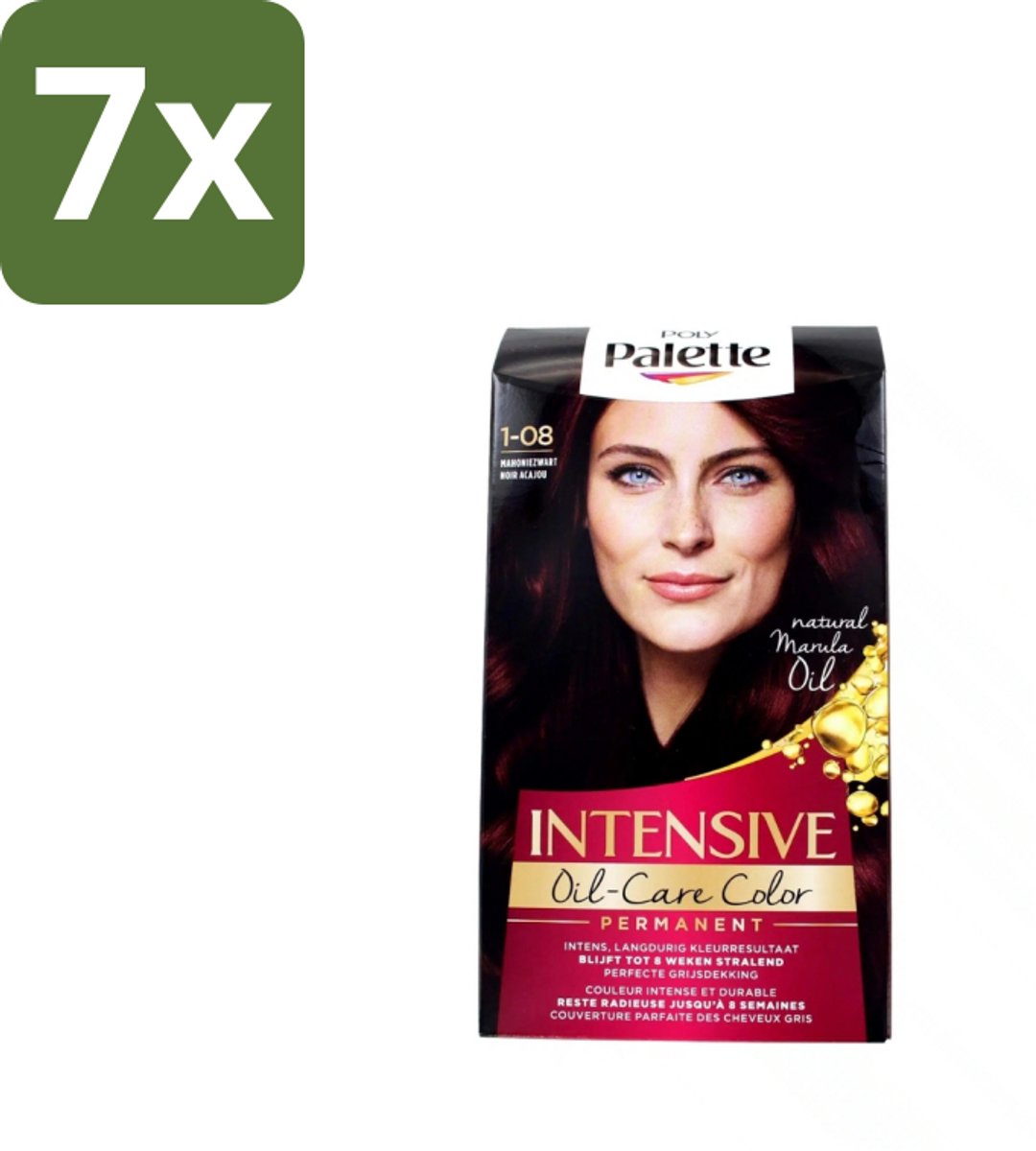 7 x Poly Palette – Haarverf – 45505 Mahoniezwart – 115 ml - Donker Haar Kleuren - Mahoniezwarte Haarkleur - Warme Mahonietonen - Diepzwarte Haarkleur - Haarverzorging