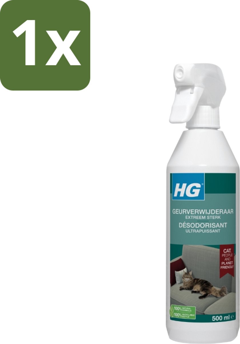 1 x HG - Geurverwijderaar - Extreem Sterk - Tegen Kattengeuren - 100% Biologisch - 500 ml - Geurverwijderaar Kat - Kattengeur - Geurverwijderaar - Geurverwijderaar Katten - Geurverwijderaar 500 Ml