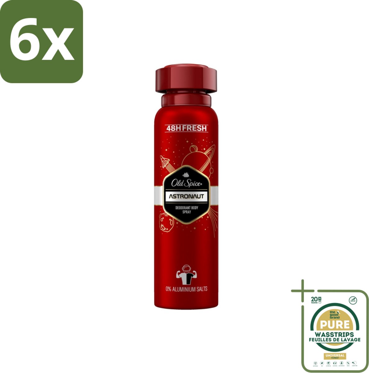 Old Spice – Deospray – Astronaut – 150 ml - Voordeelverpakking - 6 stuks - Frisse geur - Mannelijke geur
