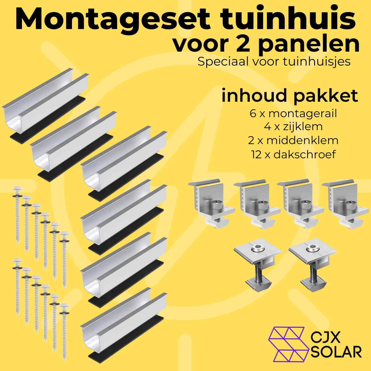 CJX Solar - Tuinhuis Montage set voor zonnepanelen - voor 2 panelen - gemakkelijk - compleet