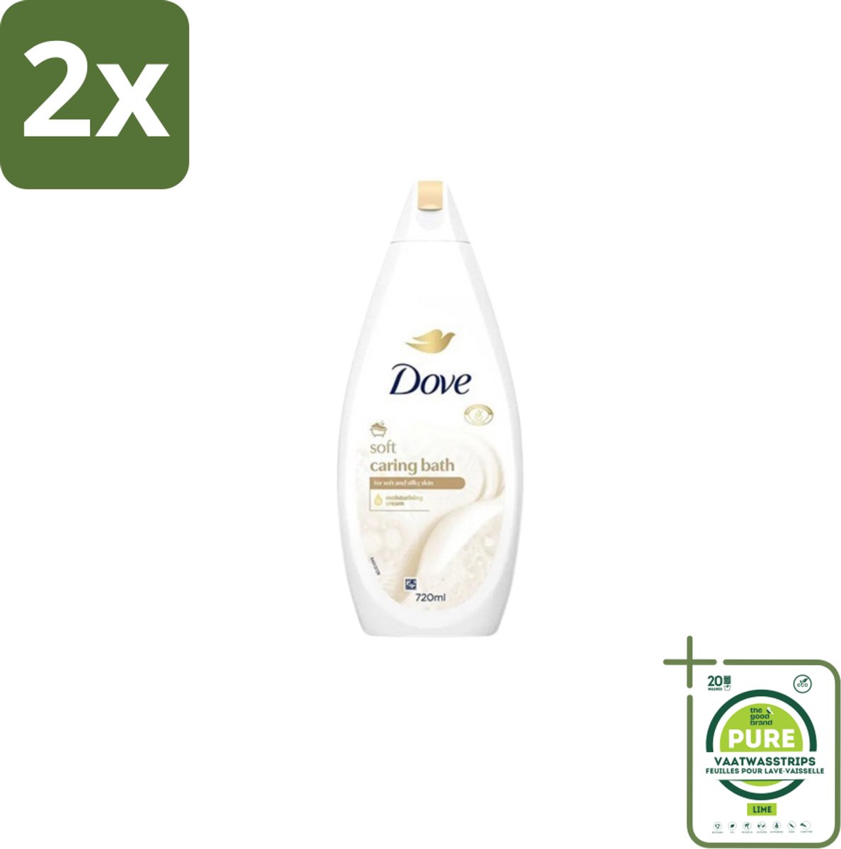 Dove – Badcrème – Soft – 720 ml - Voordeelverpakking - 2 stuks - Douchegel - Zachte reiniging
