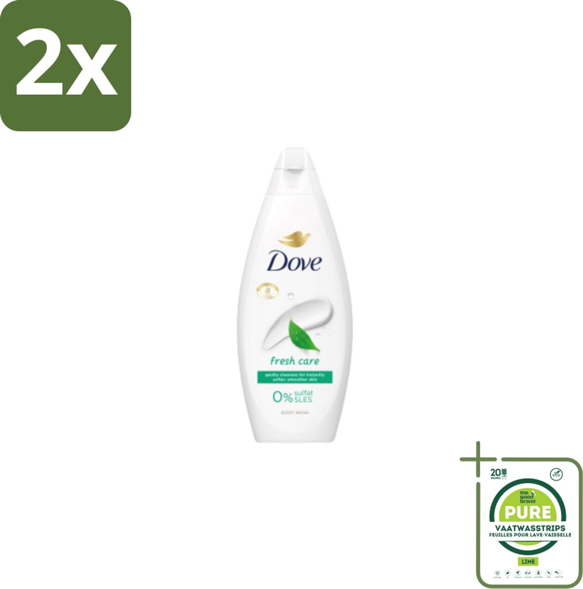 Dove – Douchegel – Fresh Care – 250 ml - Voordeelverpakking - 2 stuks - Douchegel - Fris