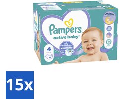 15 x Pampers – Luiers – Baby Dry Maat 4 – 76 Luiers - Baby Droog Luis - Baby Droog Luis 4 - Baby Droog Luis 4-76 Stuks - Droge Baby Luis - Droge Baby Luis 12 Uur