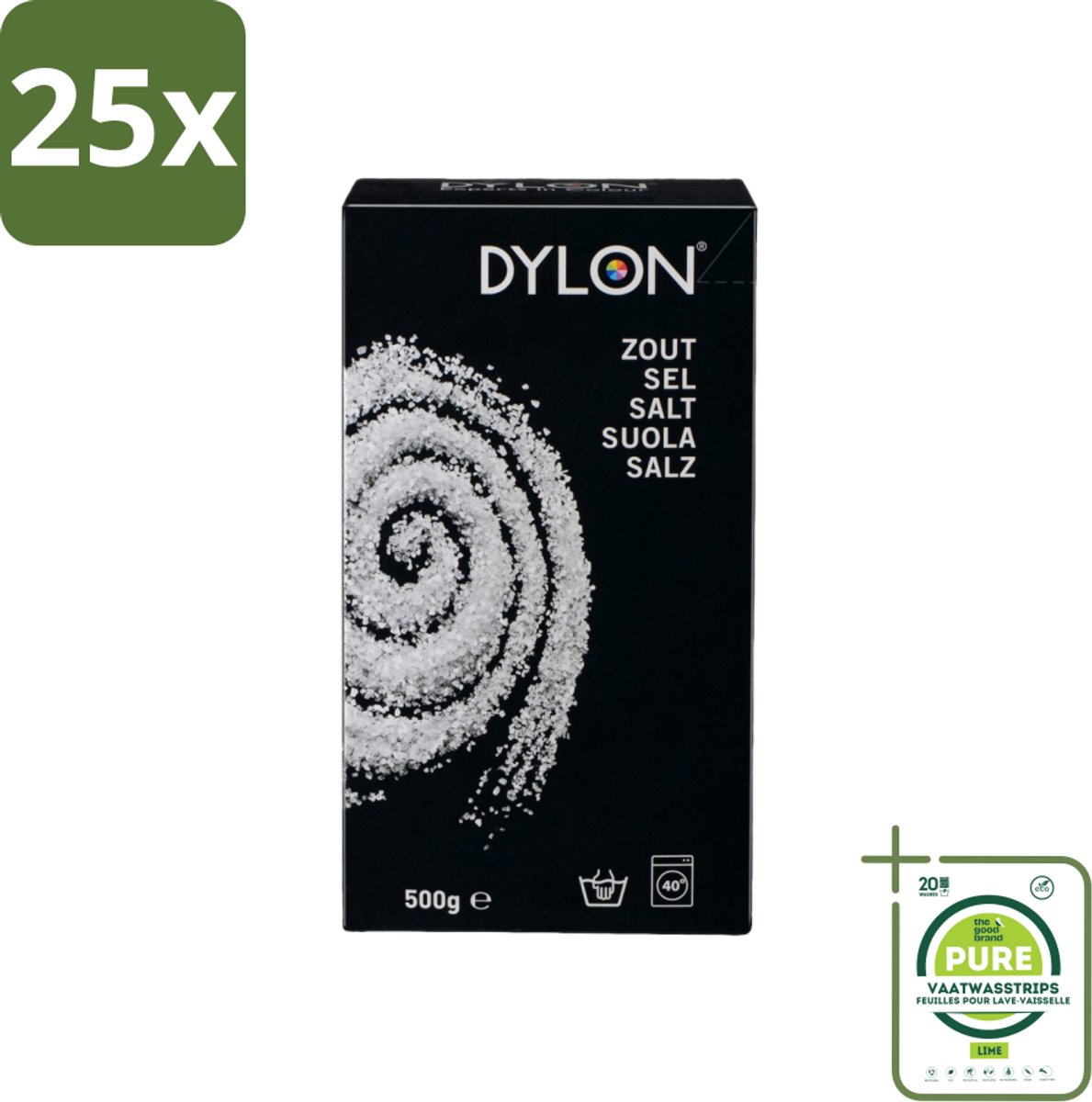 25 x Dylon - Zout - Voor Handwas Textielverf - Optimale Kleurresultaten - 500g - Grootverpakking - Dylon Zout - Textielverf - Handwas Verf - Kleurvastheid - Kleurintensiteit