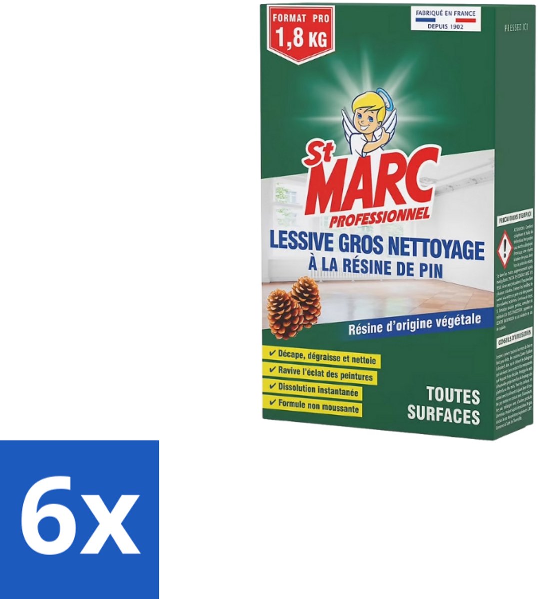 St. Marc – Multireiniger Poeder – Professioneel Dennenhars – 1 kg - Voordeelverpakking - 6 stuks