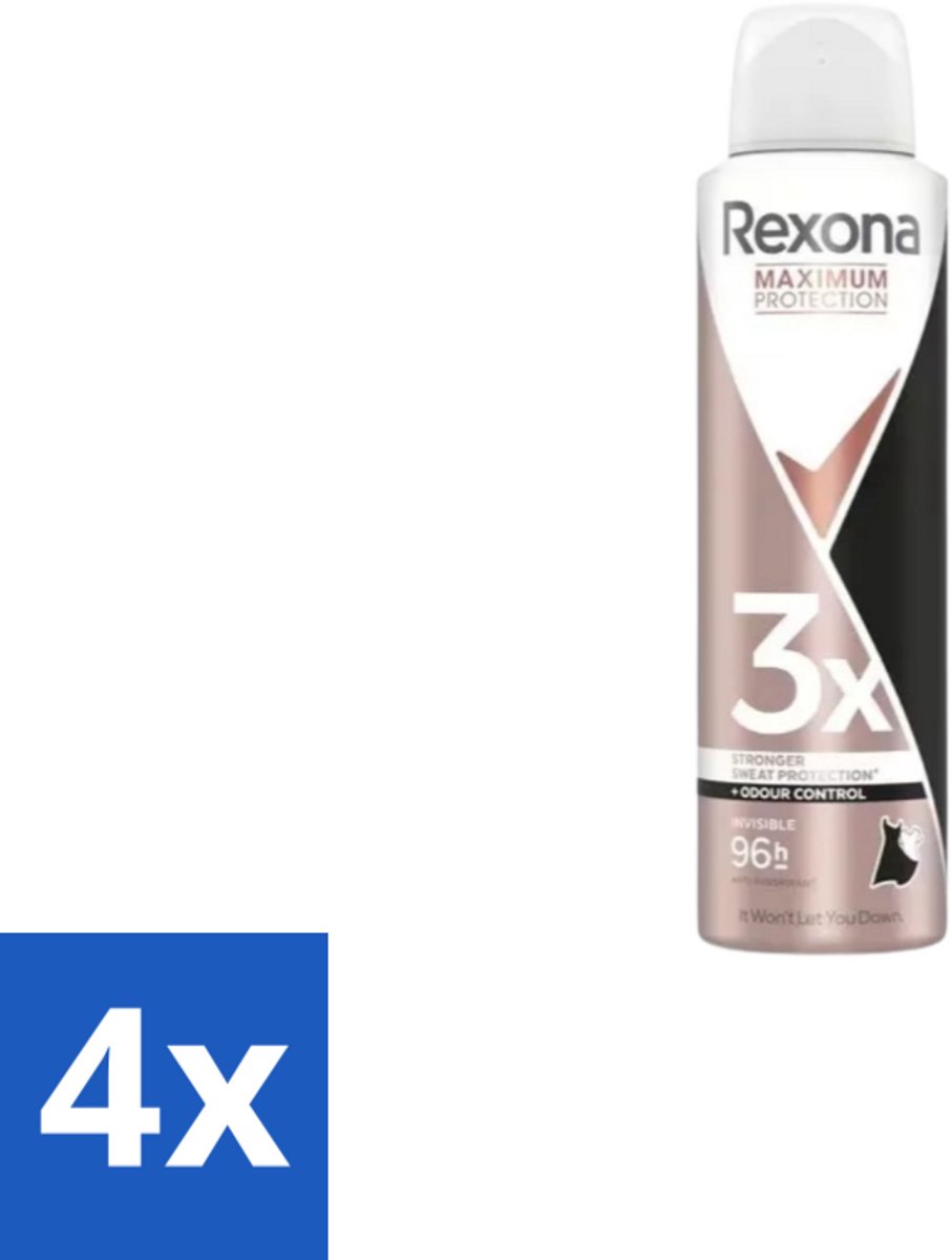 Rexona – Deodorant Spray – Maximum Protection Invisible – 150 ml - Voordeelverpakking - 4 stuks