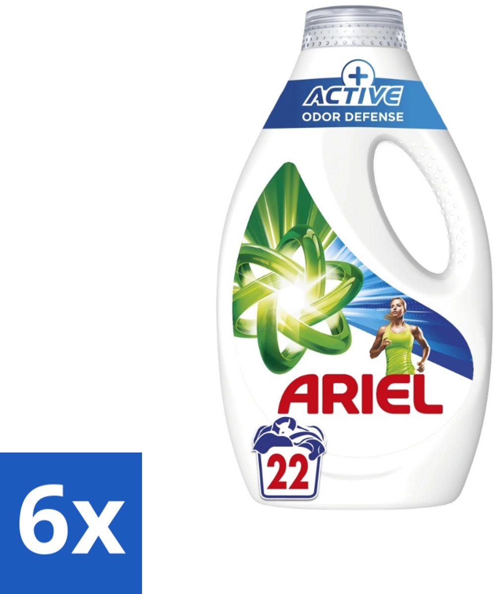 Ariel – Vloeibaar Wasmiddel – Active Odor Defense – 990 ml – 22 wasbeurten - Voordeelverpakking - 6 stuks