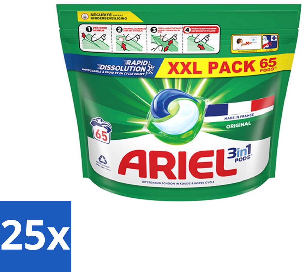 Ariel – Pods All-in-1 – Original – 65 wasbeurten - Bulkverpakking - 25 stuks