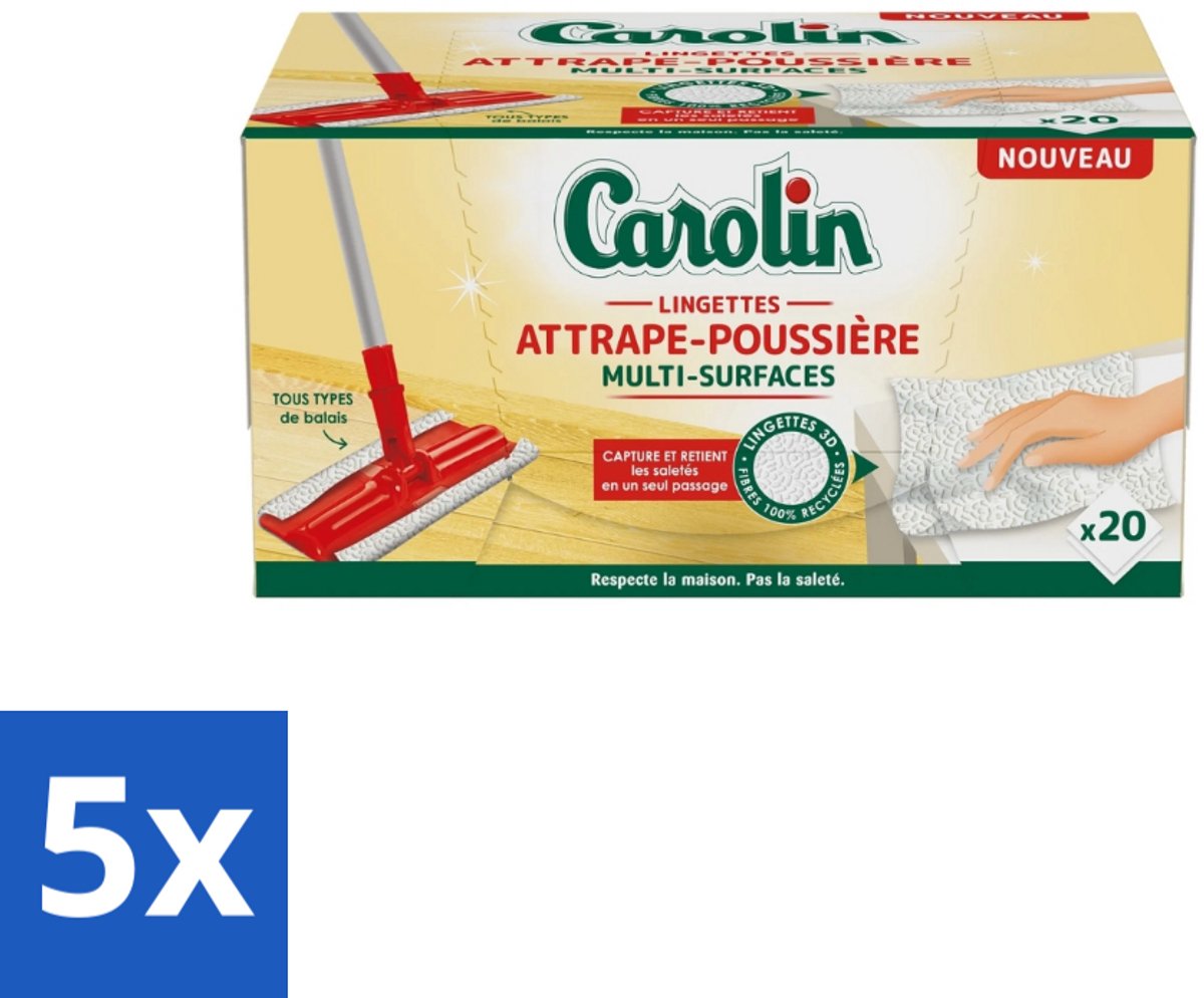 Carolin – Doekjes – Anti-Stof Multi-Oppervlakken – 20 Doekjes - Bulkverpakking - 5 stuks