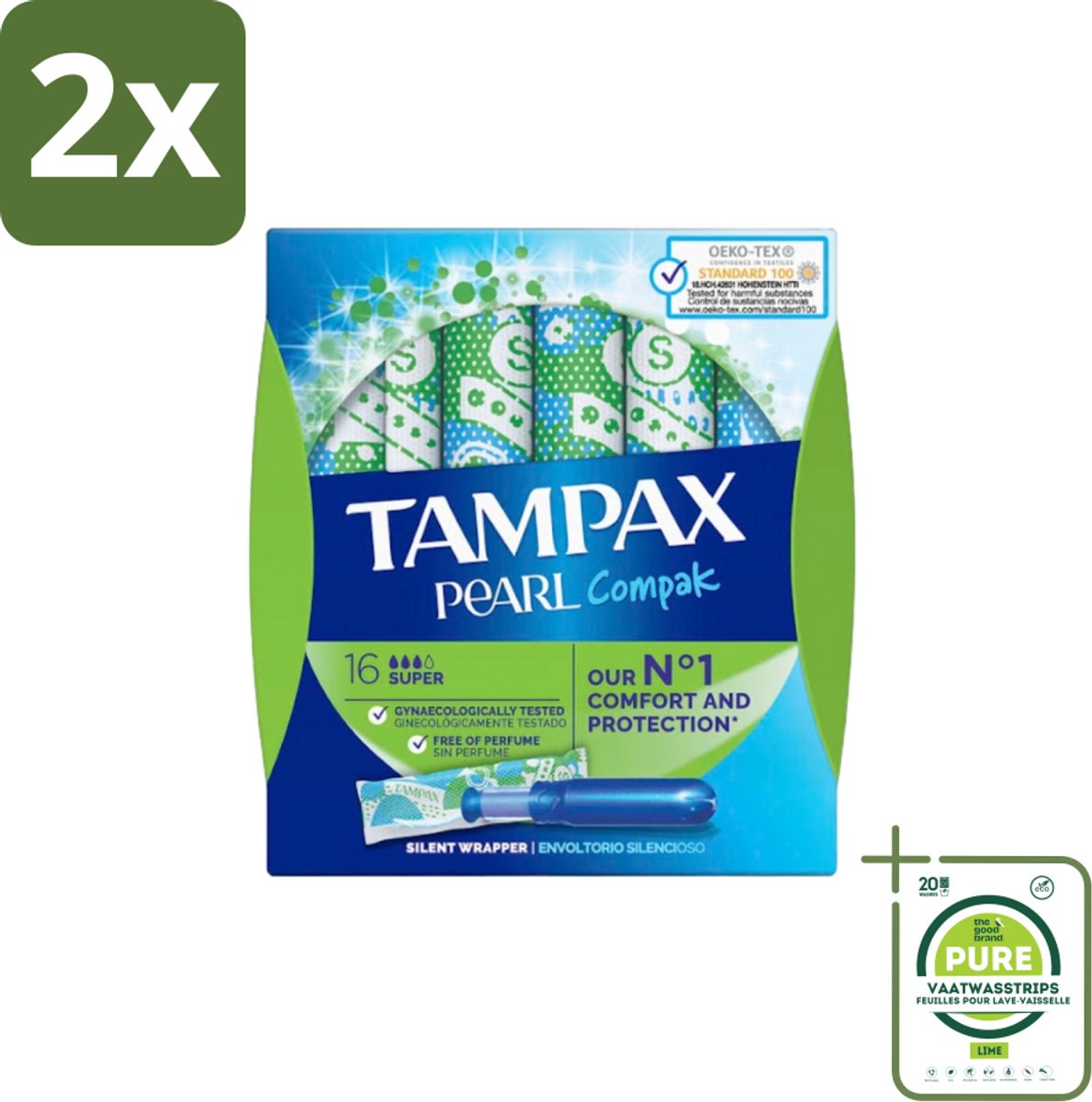 Tampax Pearl Compak – Tampons – Super - Voordeelverpakking - 2 stuks - Tampons - Menstruatie