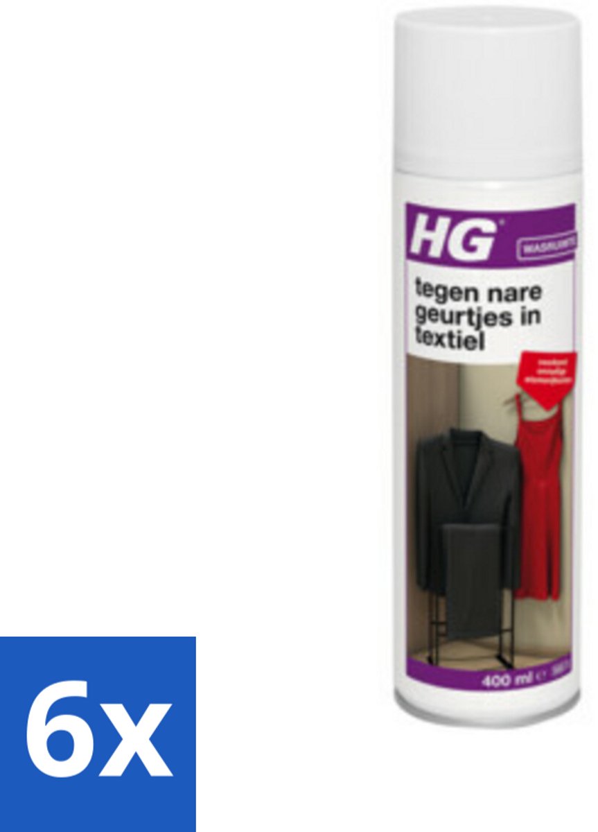 6 x HG Tegen Nare Geurtjes In Textiel 400 ml - Geurverwijderaar - Textielreiniger - Kledingverfrisher - Geurneutralisator - Wasruimte