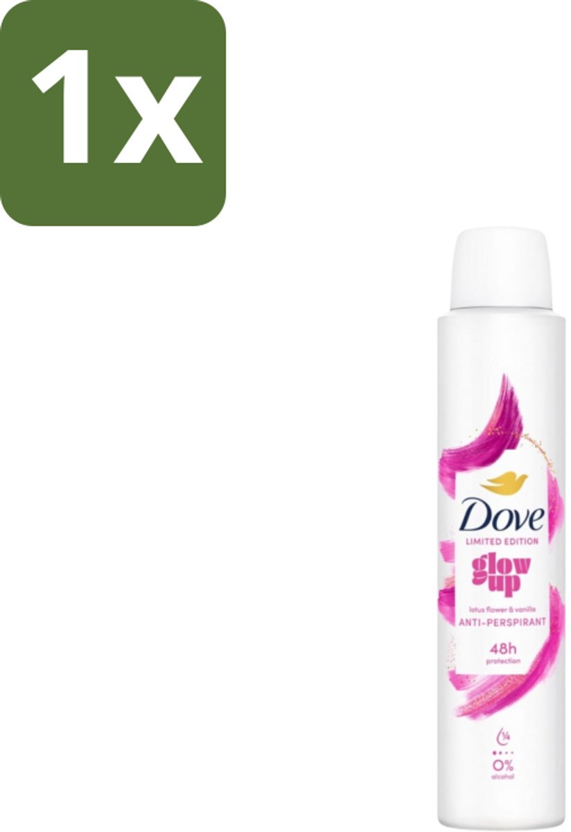 1 x Dove – Deodorant Spray – Glow Up – 200 ml - Anti-transpirant Spray - Zweetvermindering - Geurvermindering - Fris - Bloemig