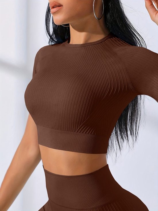 Currero Pilates Pak Dames - Yoga - Buttshaper - Gym - Fitness - Butt Lift - Bil Vergrotend - Heup Liftend - Yogakleding - Bruin L — afbeelding 2