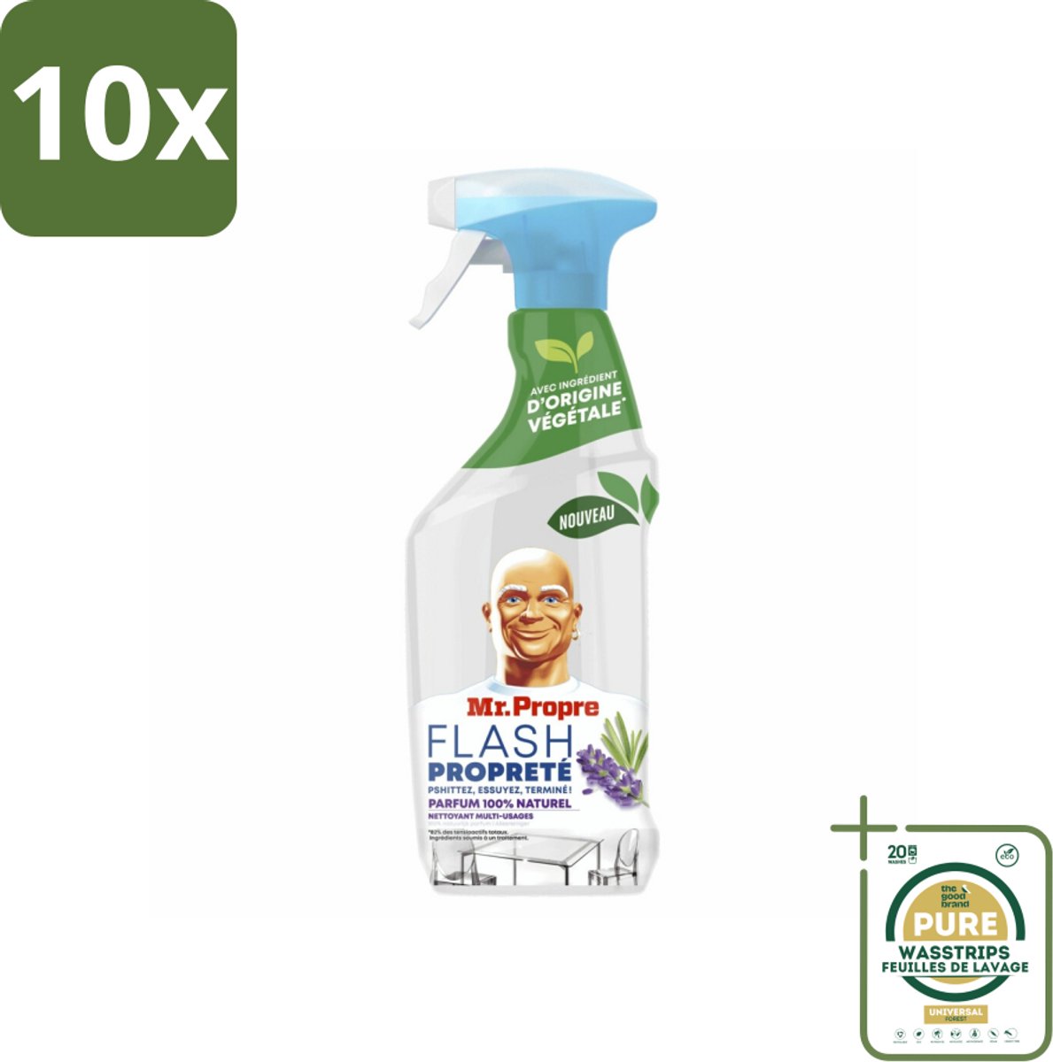 10 x Mr. Proper - Allesreiniger Spray - Lavendel & Rozemarijn - 100% Natuurlijke Parfum - 800 ml - Grootverpakking - Allesreiniger Spray - Natuurlijke Reiniger - Reiniging Spray - Schoonmaken - Geurige Reiniger