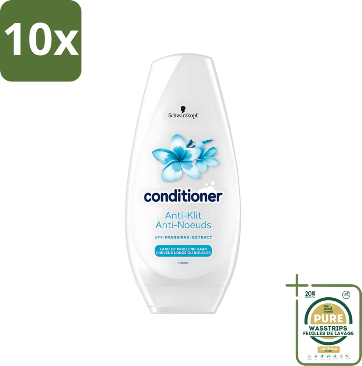 10 x Schwarzkopf - Conditioner - Anti-Klit - Lang of Krullend haar - 250ml - Grootverpakking - Anti-klit - Haar Verzorging - Klitvrij Haar - Soepel Haar - Zacht Haar