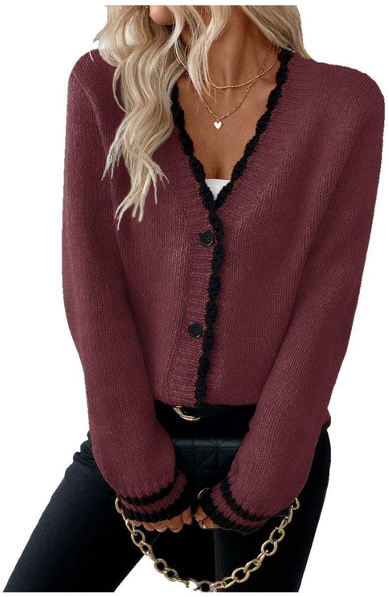 Currero Cardigan Dames Vest Vrouwen Met Knopen Volwassenen Warm Gebreid Vest Long 3 Gemengde Kleur