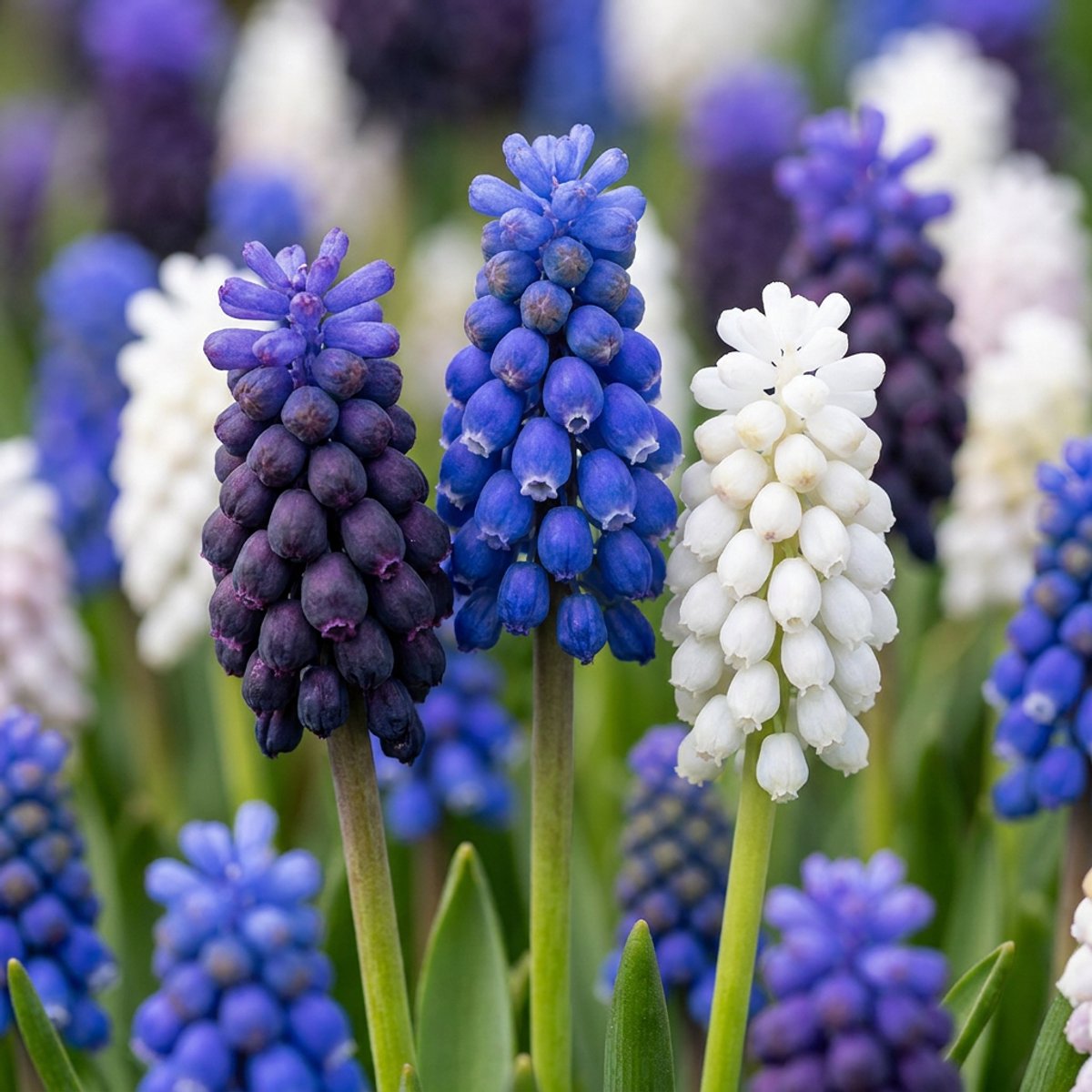 Green boutiQ - 50x Muscari Magic mix - Druifhyacint - Diversen - Verwilderingsbol - Bolmaat 7/8