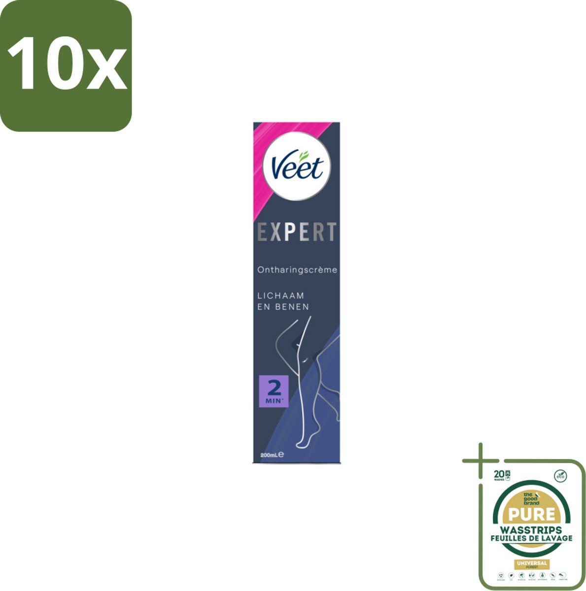 10 x Veet Expert Ontharingscrème Benen 200 ml - Grootverpakking - Veet Ontharing - Haar Verwijderen - Huid Verzorgen - Ontharing Crème - Sheaboter Crème