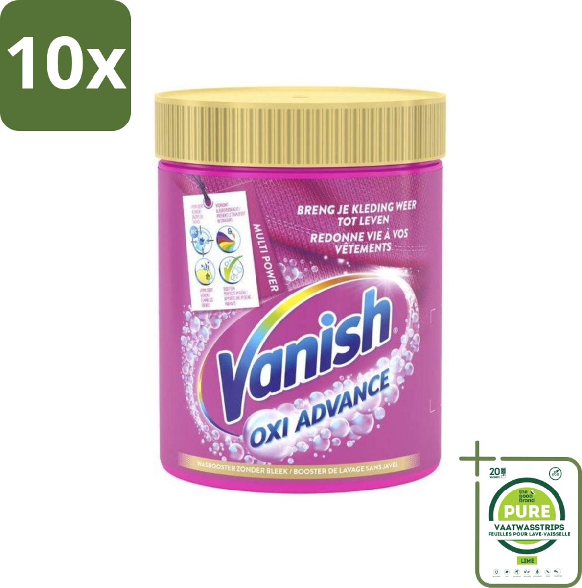 10 x Vanish Oxi Advance - Vlekkenverwijderaar Poeder - Zonder Bleek - Gekleurde Was - 840 Gram - Grootverpakking - Vlekkenverwijderaar - Wasbooster - Vlekken Verwijderen - Gekleurde Was - Wasmiddel