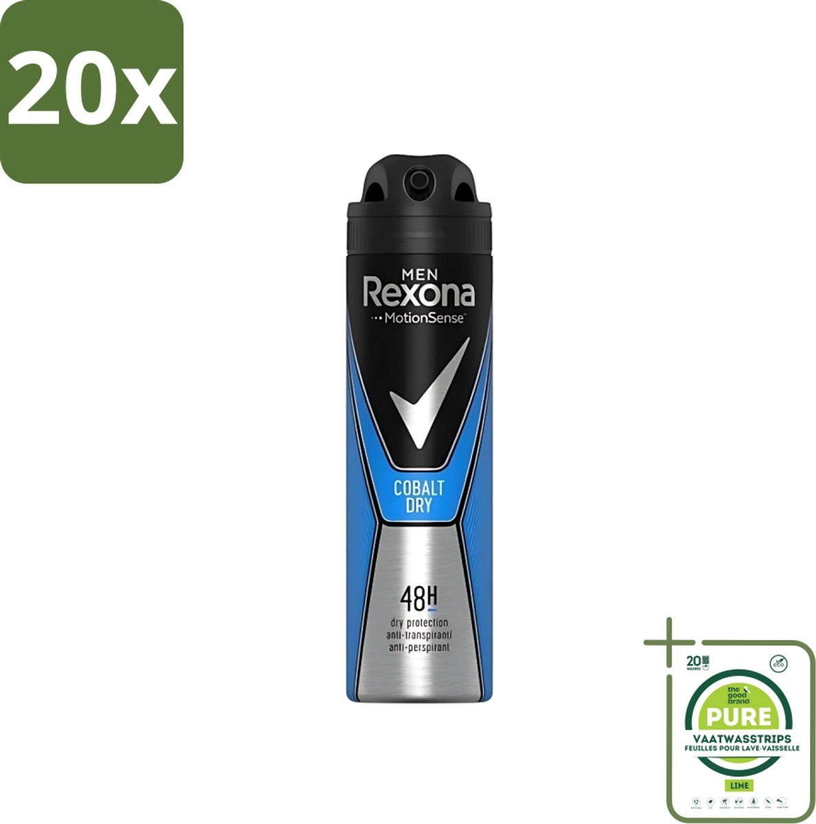 20 x Rexona Men - Deodorant Spray - Motion Sense - Cobalt Dry - Anti-Transpirant & Perspirant - 150ml - Grootverpakking - Anti-transpirant - Deodorant - Mannen - Frisse Geur - Langdurige Bescherming