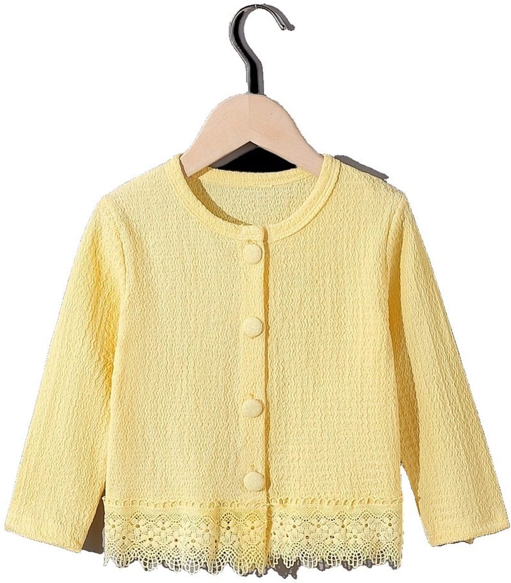 Currero Cardigan Meisjes Vest Meisje Met Knopen Kinderen Warm Gebreid Vest Long 9-10 Jaar Geel