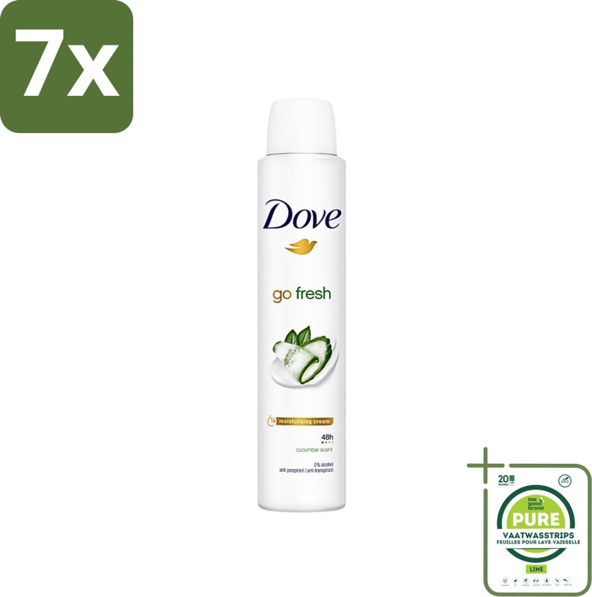 7 x Dove Go Fresh - Deospray - Groene Thee & Komkommer - 200 ml - Grootverpakking - Dove Go Fresh - Deodorant - Antitranspirant - Groene Thee - Komkommer