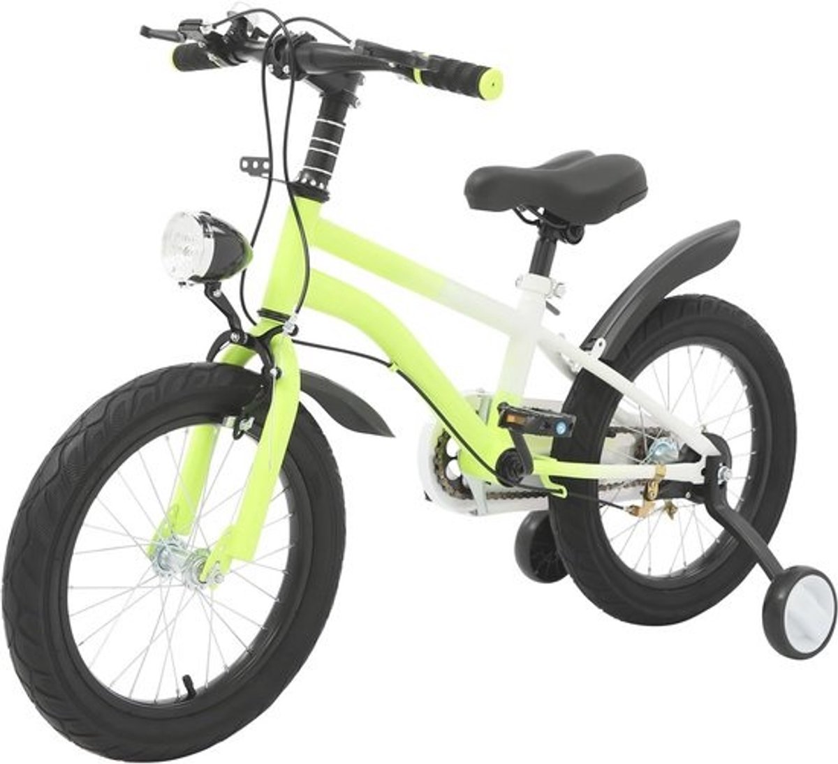 16 Inch Kinderfiets voor Jongens en Meisjes - Verstelbare Hoogte, LED Lamp en Koolstofstalen Frame