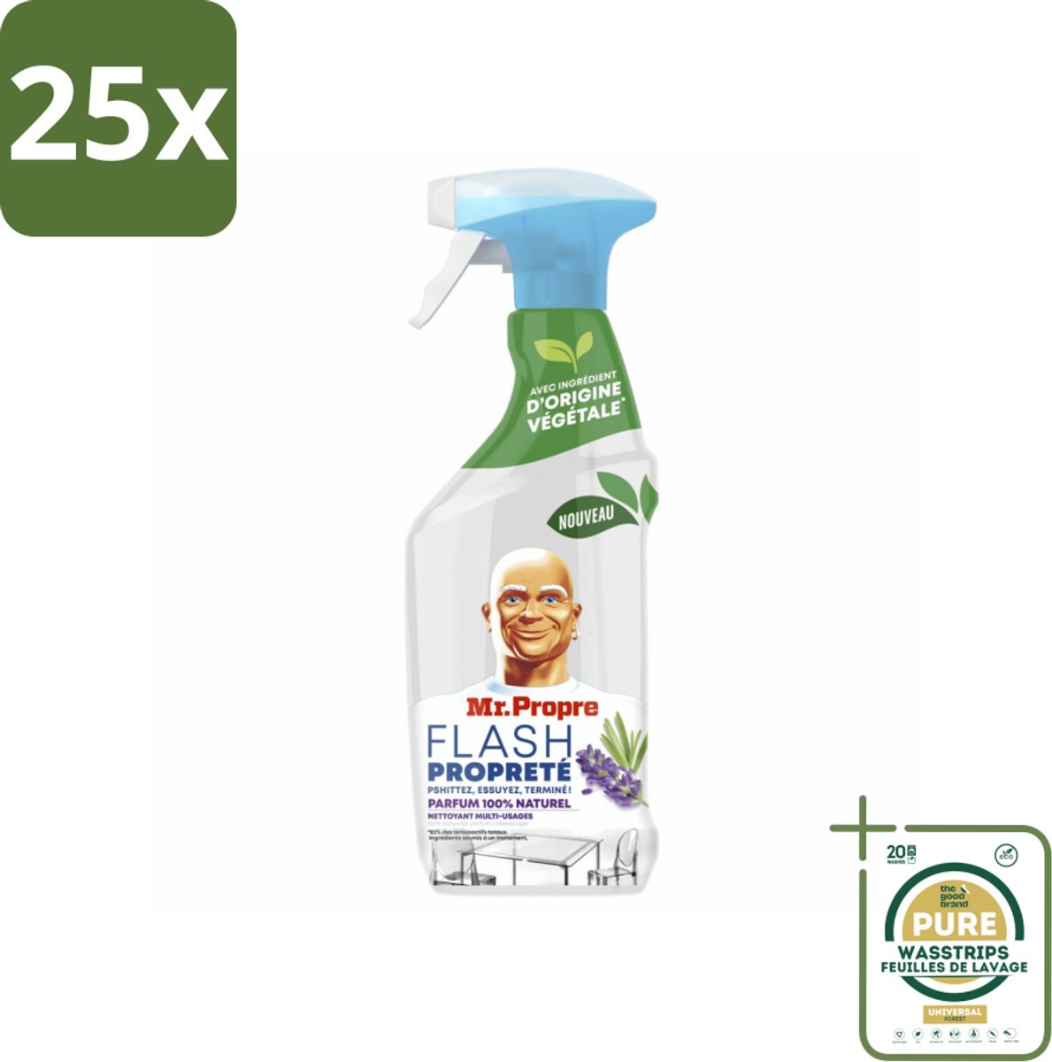 25 x Mr. Proper - Allesreiniger Spray - Lavendel & Rozemarijn - 100% Natuurlijke Parfum - 800 ml - Grootverpakking - Allesreiniger Spray - Natuurlijke Reiniger - Reiniging Spray - Schoonmaken - Geurige Reiniger