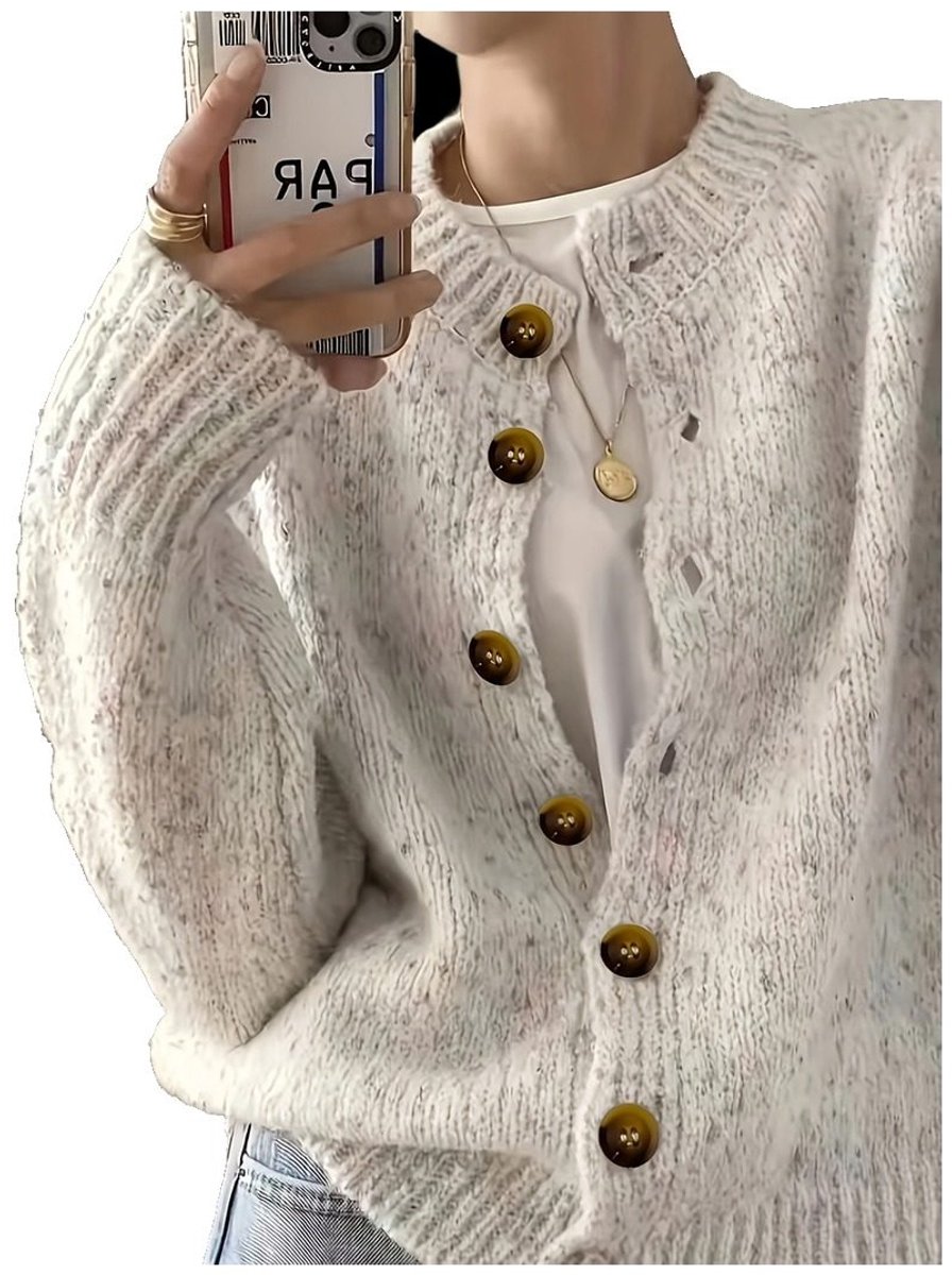Currero Cardigan Dames Vest Vrouwen Met Knopen Volwassenen Warm Gebreid Vest Long Ivoor Wit