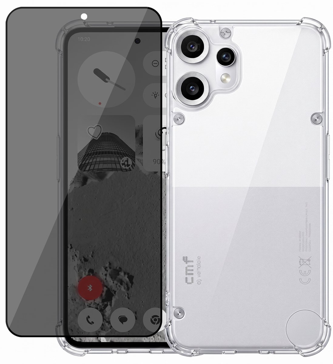 Hoesje geschikt voor CMF Phone 2a Pro – CrystalClear Back Cover – Schokbestendig – Privacy Screenprotector Full Cover