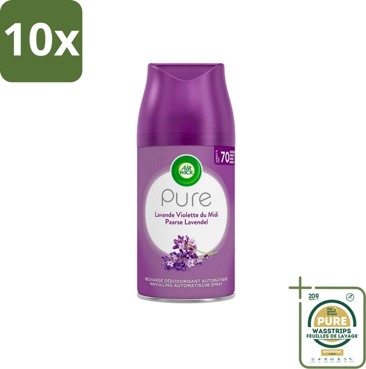 10 x Air Wick Freshmatic - Luchtverfrisser Navulling - Pure Fresh Lavendel - 250ml - Grootverpakking - Lavendelgeur - Luchtverfrisser - Geurverspreider - Geurneutraliseren - Geurintensiteit