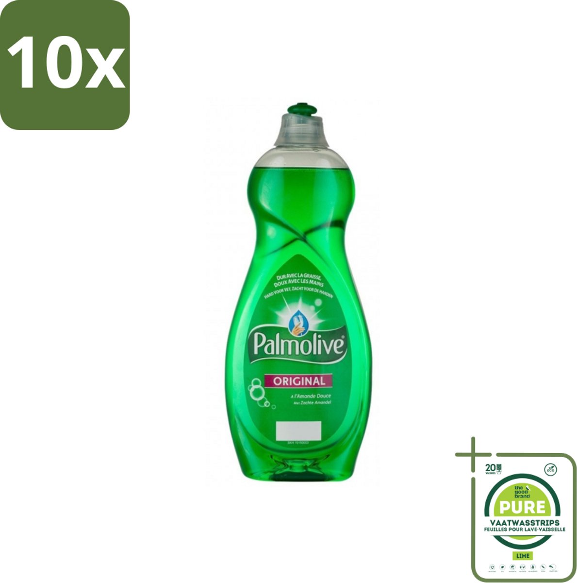10 x Palmolive - Original - Afwasmiddel - Zachte Amandel - 750 ml - Grootverpakking - Afwasmiddel - Vaatwas - Amandel - Palmolive - Schoonmaak