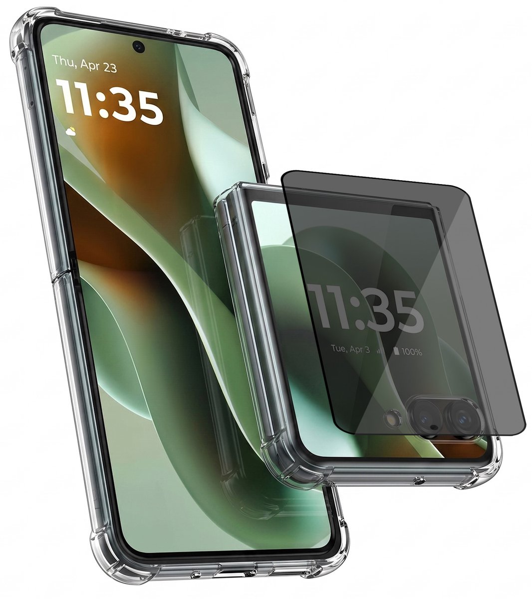 Hoesje geschikt voor Motorola Razr 70 Ultra / 60 Ultra – CrystalClear Back Cover – Schokbestendig – Privacy Screenprotector Full Cover