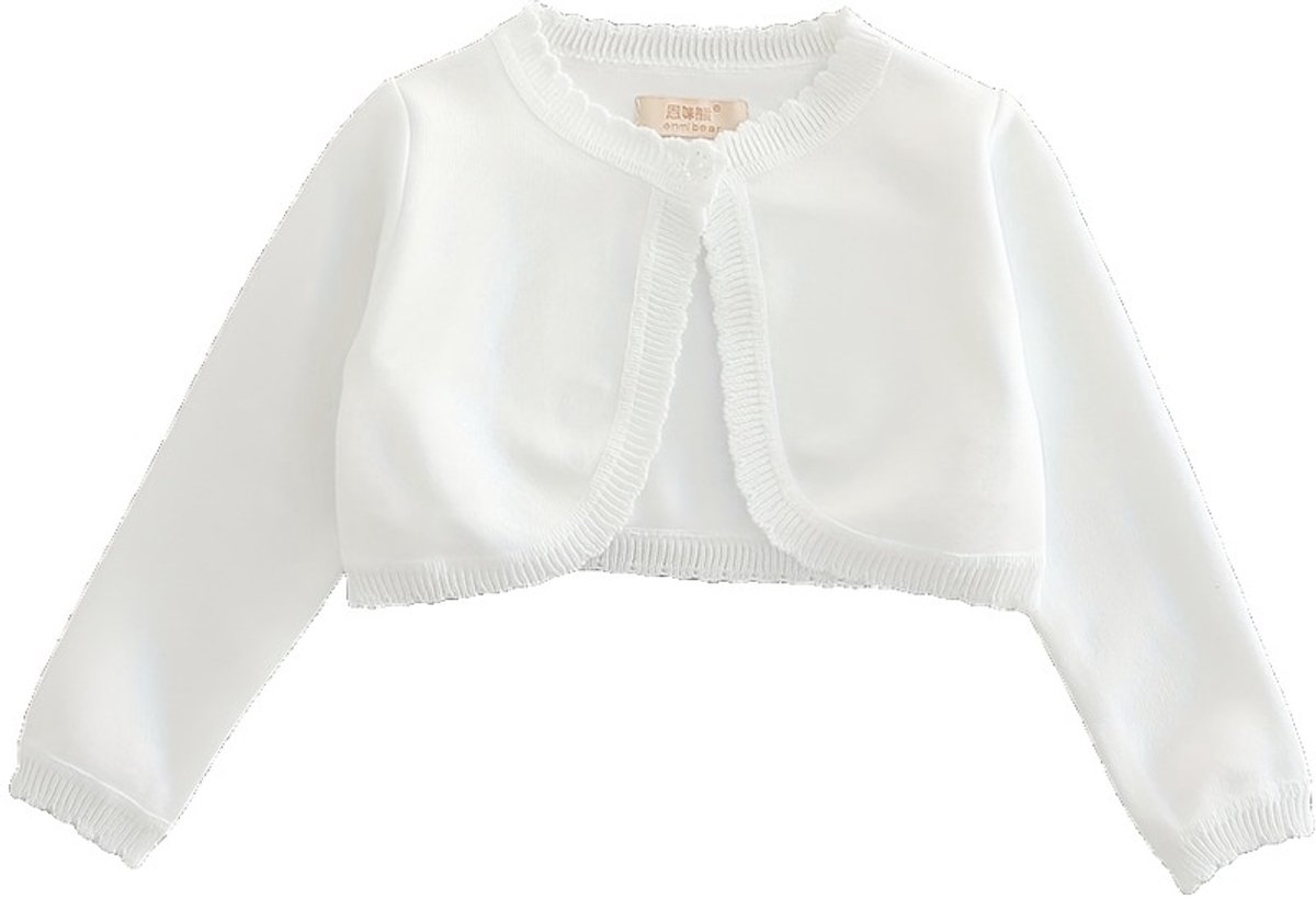 Currero Cardigan Meisjes Vest Meisje Met Knopen Kinderen Warm Gebreid Vest Long 3-4 Jaar Wit