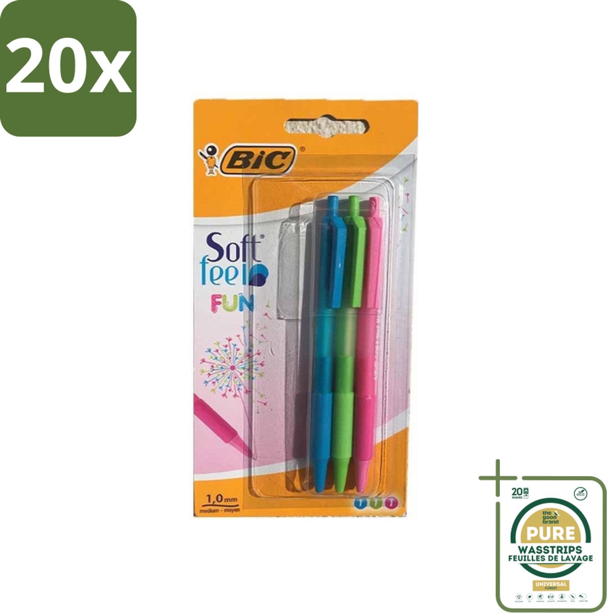 20 x BIC - Balpennen - Lichtgroen, Lichtblauw & Roze - Intrekbaar - 3 Balpennen - Grootverpakking - Balpen - Intrekbare Balpen - Schrijfpen - Schrijfervaring - Schrijfpen Voor School