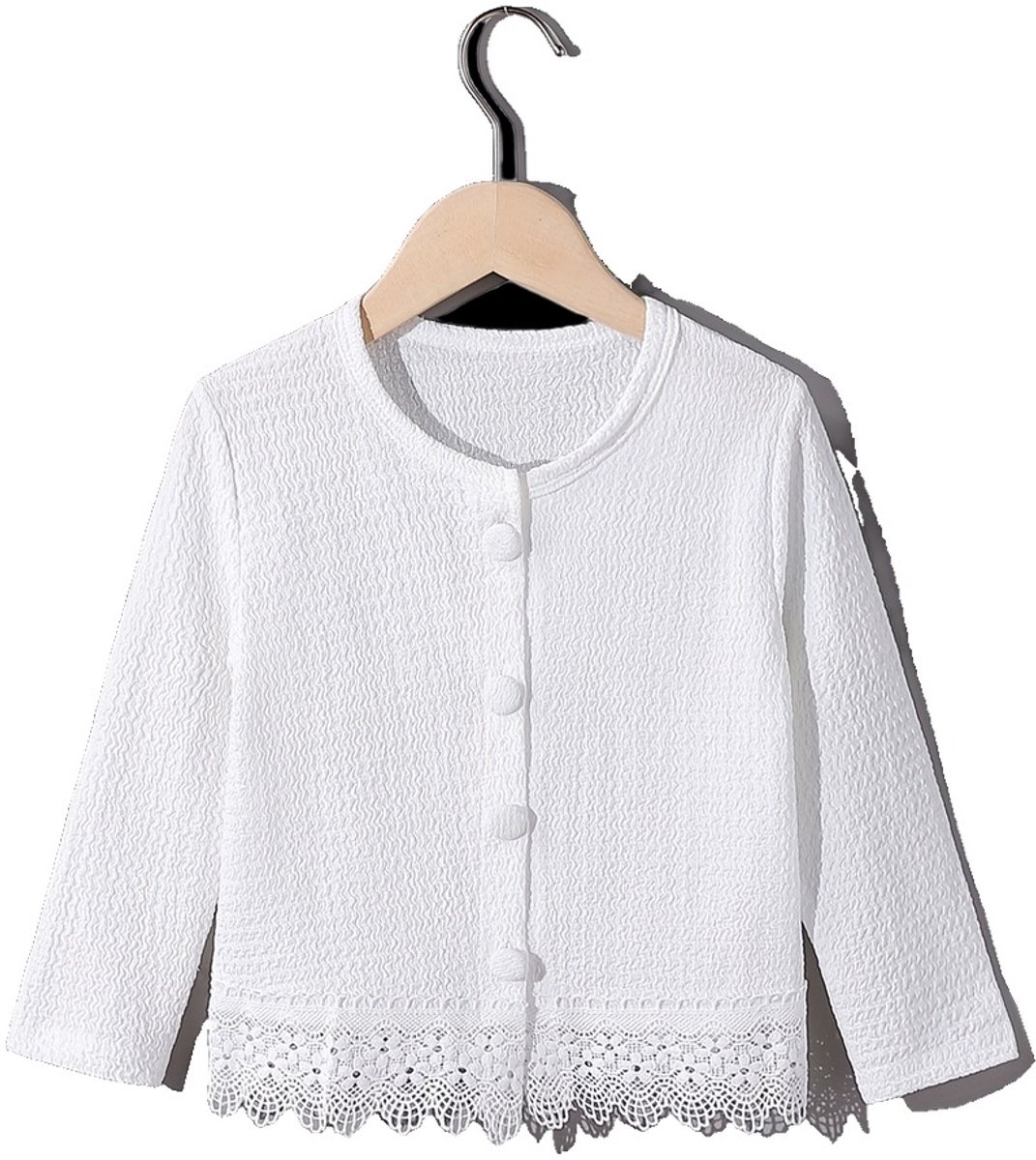 Currero Cardigan Meisjes Vest Meisje Met Knopen Kinderen Warm Gebreid Vest Long 11-12 Jaar Wit