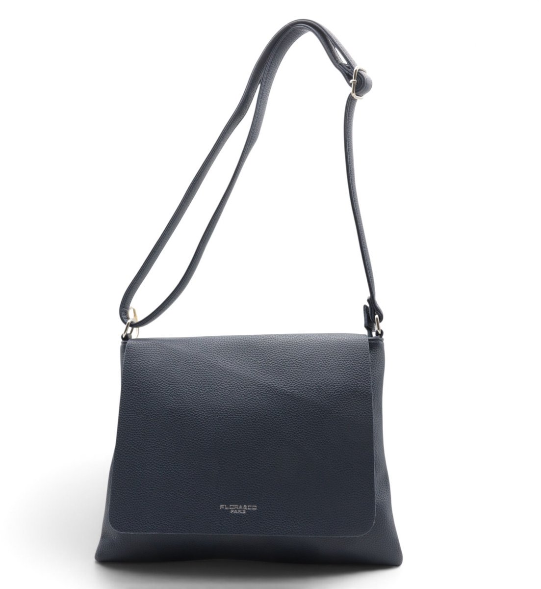Flora & Co - Paris - crossbody schoudertas - lange instelbare draagriem - flap en ritssluiting - donkerblauw