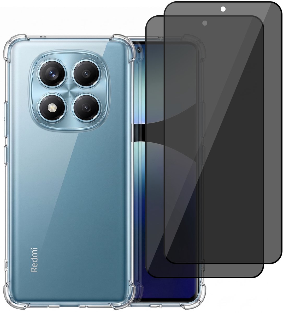 Hoesje geschikt voor Xiaomi Redmi Note 14 Pro 4G/5G / Note 14 Pro Plus – CrystalClear Back Cover – Schokbestendig – 2 Stuks Privacy Screenprotector Full Cover