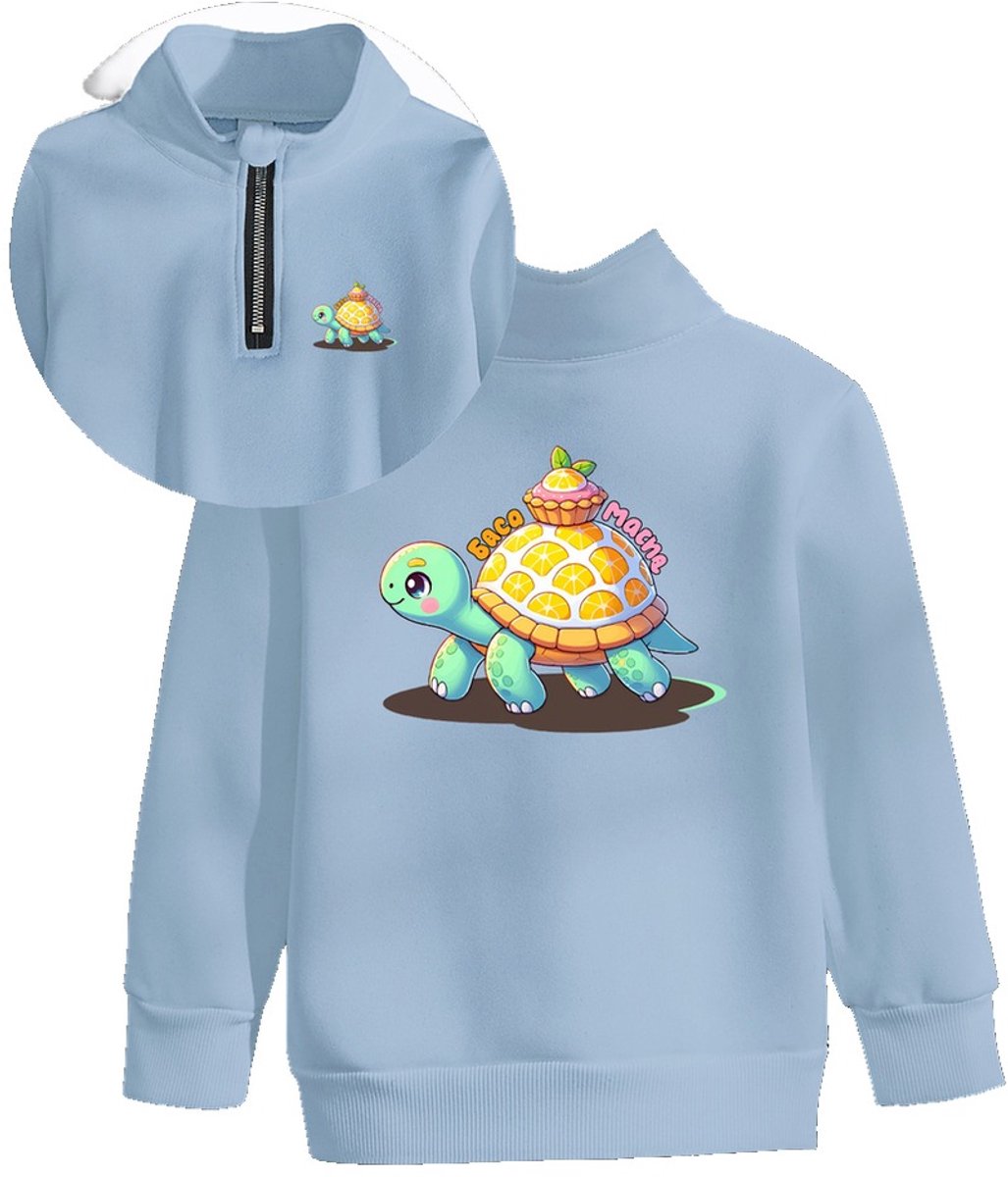 Currero Quarter Zip Jongens Sweater Met Rits Jumper Quarterzip Hoodie Jongen Warme Trui Vest Lang Coltrui Lichtblauw 8 Jaar