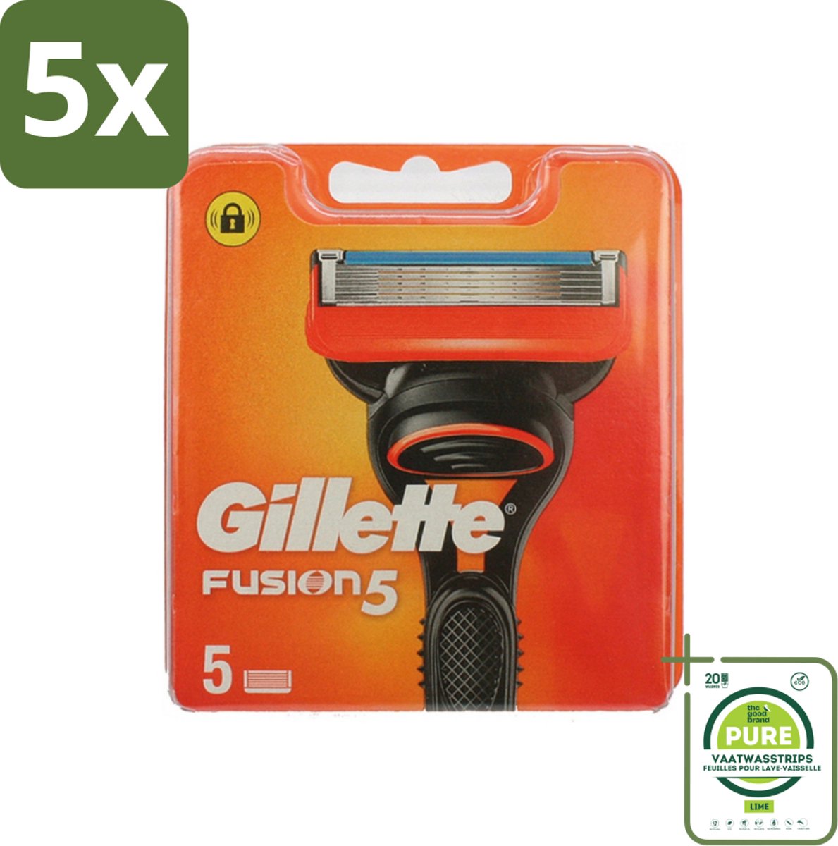 5 x Gillette - Fusion 5 - Navulscheermesjes - 5 Navulmesjes - Grootverpakking - Scheermesjes - Gillette Fusion 5 - Glad Scheerresultaat - Scheermes - Scheerapparaat