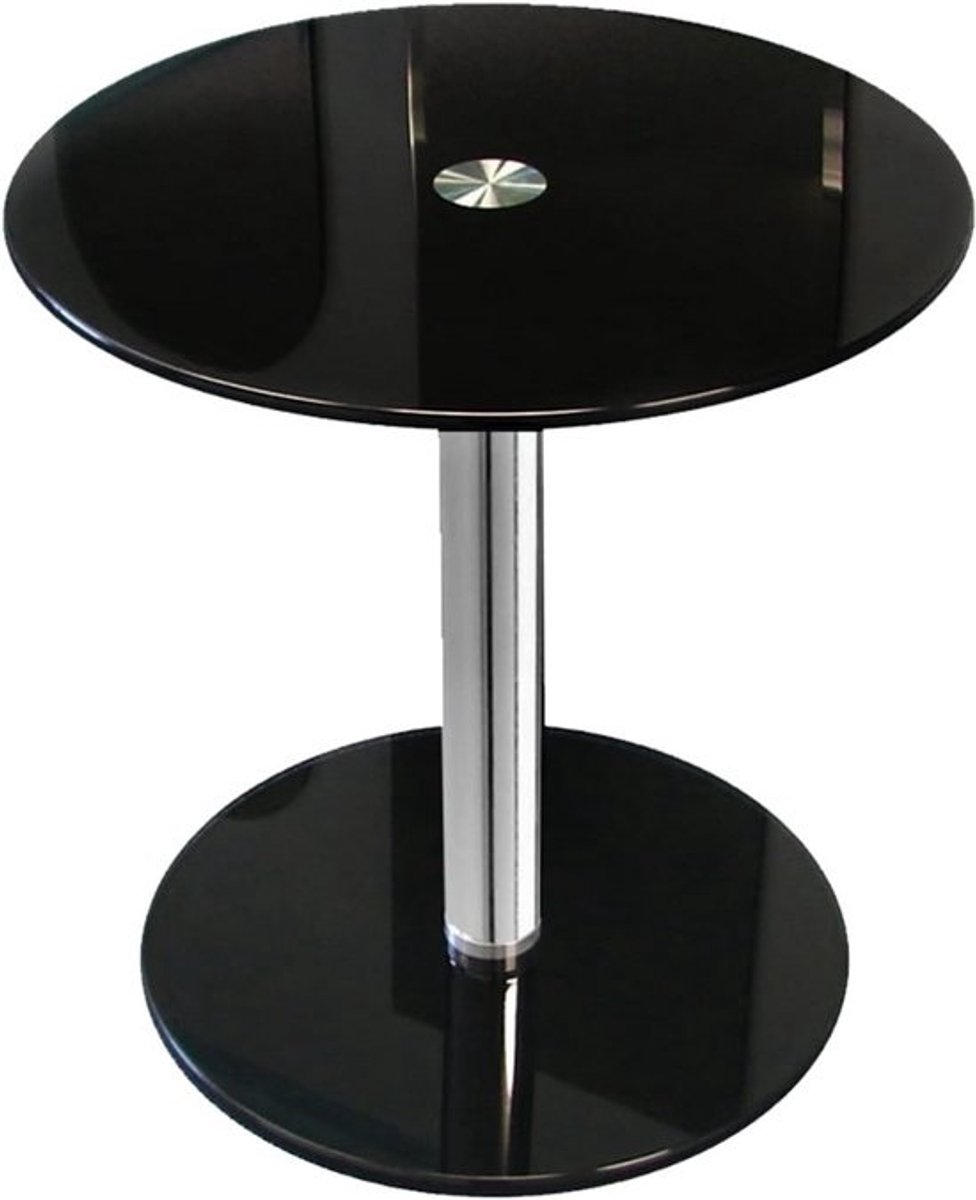 Moderne Zwarte Ronde Glazen Salontafel 45 cm Hoog