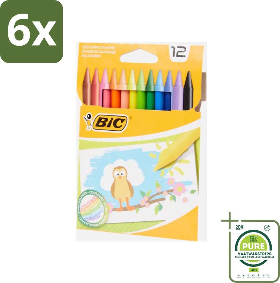 BIC - Waskrijt - Diverse Kleuren - 12 Krijtjes - Voordeelverpakking - 6 stuks - Kleurpotloden - Waskrijt