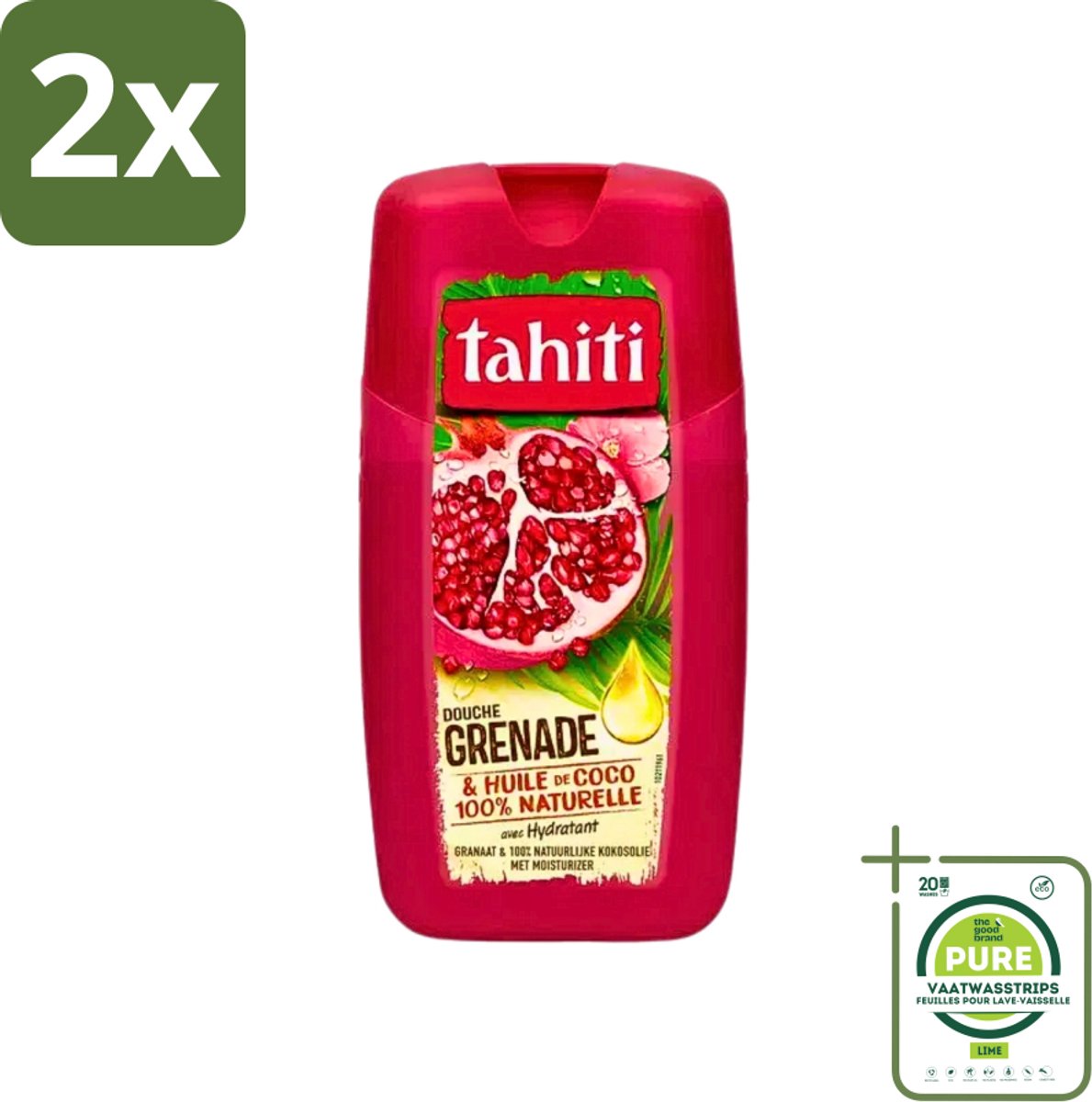 Tahiti - Douchegel - Granaatappel & Kokosolie - Hydraterend - 250 ml - Voordeelverpakking - 2 stuks - Douchegel - Granaatappel