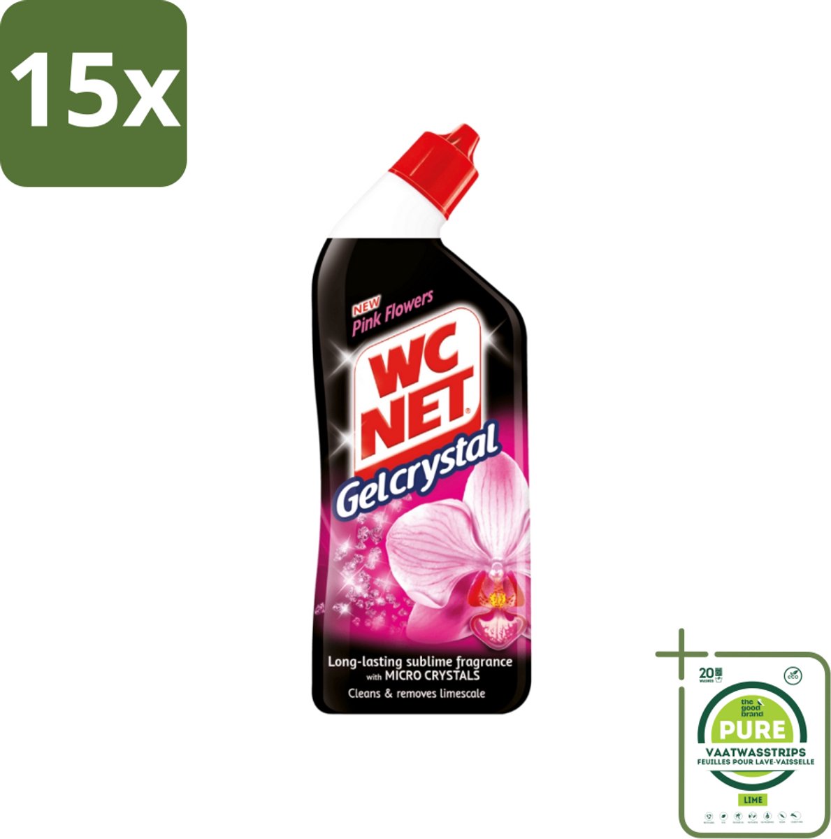 15 x WC Net - Toilet Reiniger - Gel - Frisse Bloemen - 750 ml - Grootverpakking - Toilet Reiniger - Toiletgel - Wc Reiniger - Badkamervriendelijk - Geur