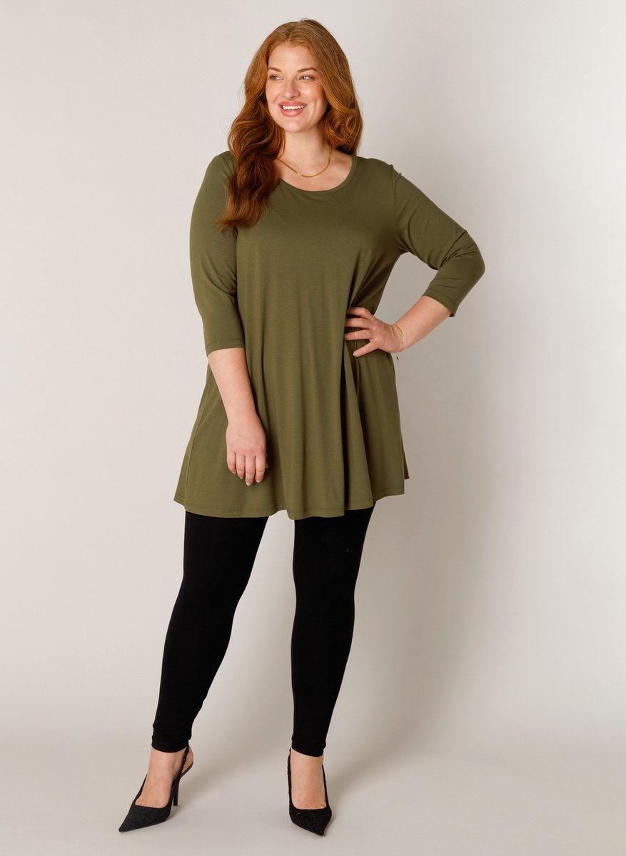 BASE LEVEL CURVY Aria Tuniek - Olive - maat 2(50)